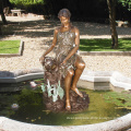 Outdoor life size bronze woman pouring water fountain statue